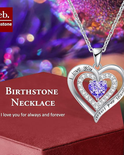 REDBEE Necklaces for Women Birthstone Heart Necklace Jewelry for Wife Girlfriend Woman Necklace