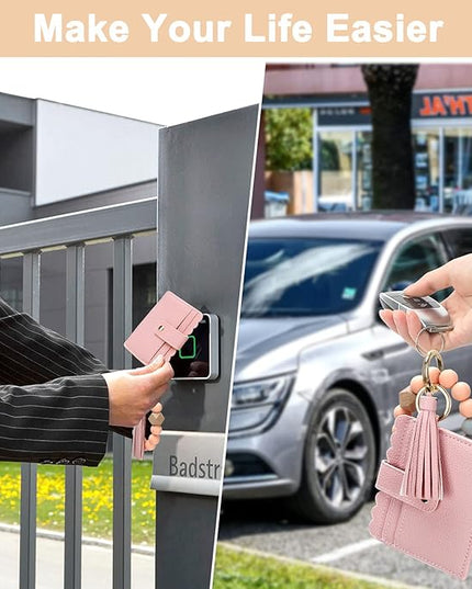 Wristlet Keychain for Women Silicone Key Ring Bracelet Wristlet Wallet Bracelet Keychain Card Holder Keyring