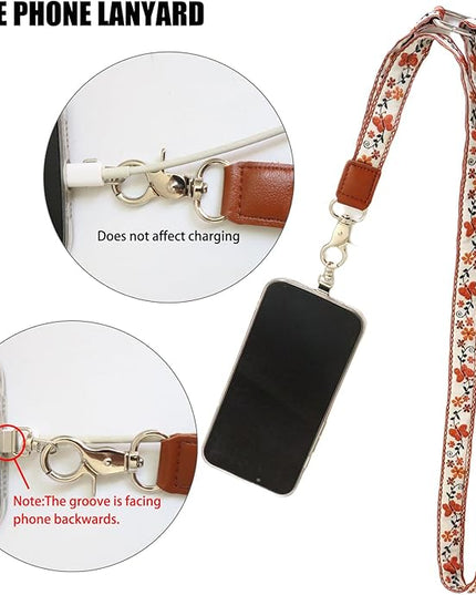 LEMEDE Wrist Keychain and Adjustable Phone Lanyard, Silver Hook Phone Crossbody Strap with 360° Rotating Phone Pads