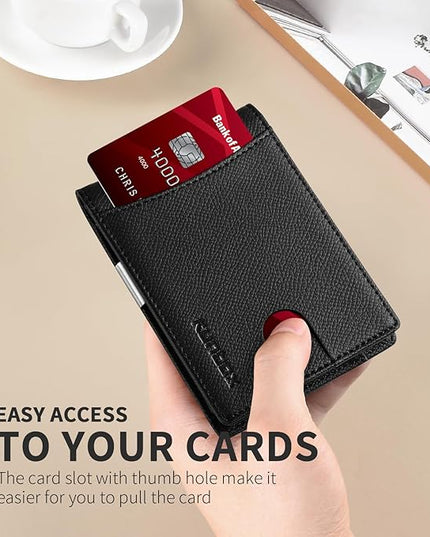 RUNBOX Slim Money Clip Wallets for Men RFID Blocking 11 Card Holder Minimalist Small Leather Bifold Men's Front Pocket Wallet Gift Box