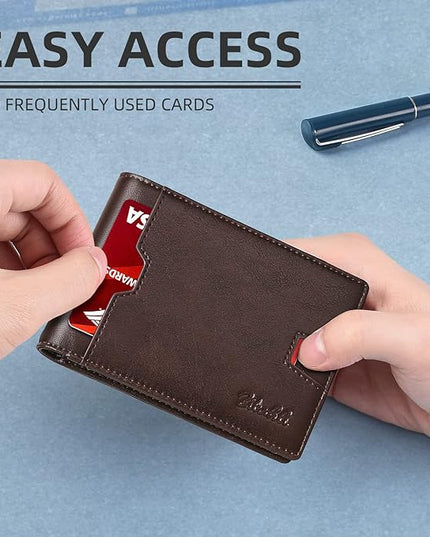 Zitahli Mens-Wallet-Slim-Leather-RFID Blocking Wallet for Men Minimalist Bifold Credit Card Holder with Gift Box