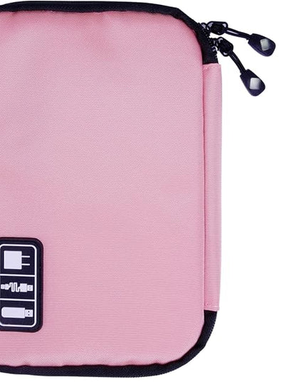 Electronics Travel Organizer,Portable Waterproof Electronic Travel Storage Bag for Small Charging Cord Storage,Charger,SD Card etc,for Travel,Business -Pink Green