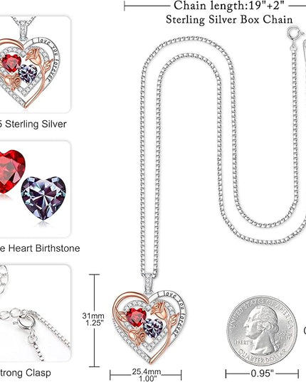 Iefil Christmas Gifts for Women - Sterling Silver Birthstone Necklace Anniversary Birthday Gifts for Her Wife Mom Daughter