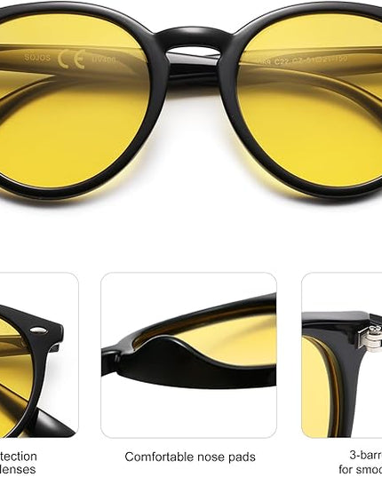 SOJOS Retro Round Polarized Sunglasses for Women Men Classic Vintage Sunnies SJ2069