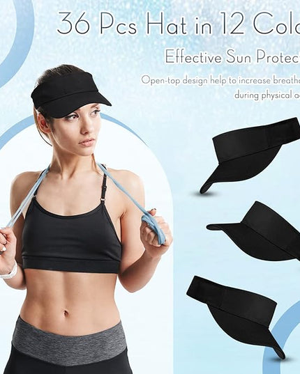 Silkfly 36 Pack Sun Visor Hats Adjustable Sports Athletic hat UV Protection Sun Visor Cap for Men Women Tennis Running Golf
