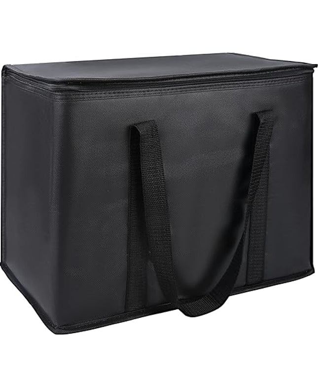 CIVJET 1-Pack Insulated Reusable Grocery Bags, X-Large Insulated Food Delivery Bag for Drivers/Catering/Rideshare, Commercial Food Warmer for Shopping, Tote Cooler Bags, Black
