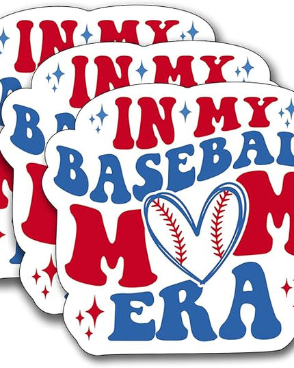 (3Pcs) in My Baseball Mom Era Sticker, Decal Gifts Mama Decorate Books Laptop Phone Water Bottles Kindles Stickers Tumbler Sticker Waterproof Vinyl Decorate Sticker 3" Inch