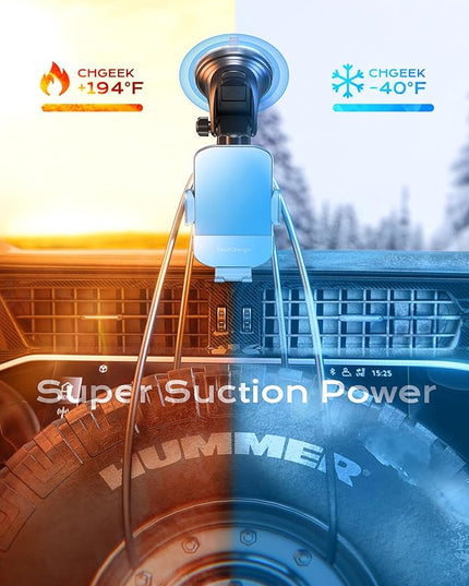CHGeek 15W Fast Charging Auto Clamping Car Charger Phone Mount Phone Holder (Cyan)