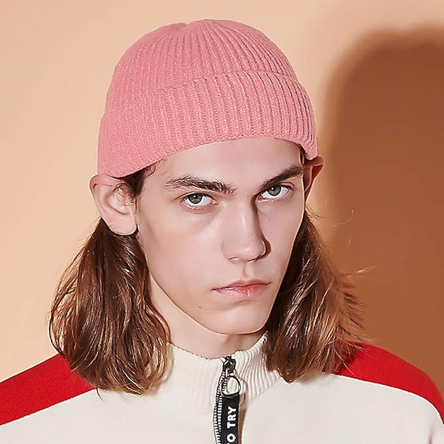 50% Wool Warm Cuffed Swag Knit Short Fisherman Beanie for Men Women Winter Hats Trawler Skull Cap