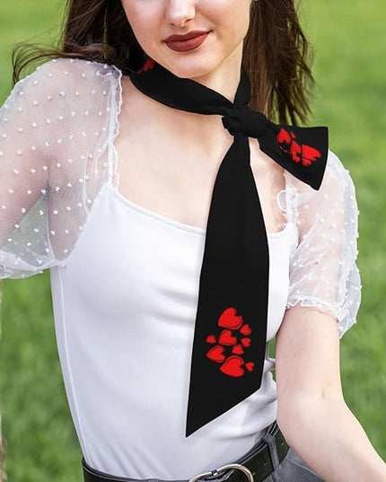 Valentine Red Hearts Bandanas Head Scarf For Women Hair Scarves Accessories Lightweight Fashion Wrap Neck Headscarf