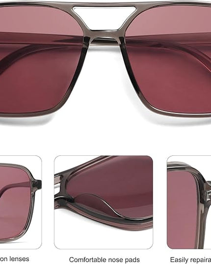 SOJOS Trendy Vintage Aviator Square Sunglasses For Womens Mens Retro 70s UV400 Women Sun Glasses SJ2327