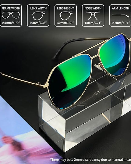 Joopin Polarized Metal Aviation Sunglasses Men, Classic Military Sun Glasses Women, Rectangle Shades UV400 Protection Costume