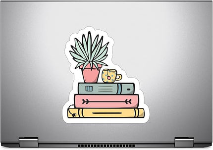 (3PCS) Succulents Books Coffee Reading Sticker for Phone Tablet Laptop Car Truck Window | 3" Sticker