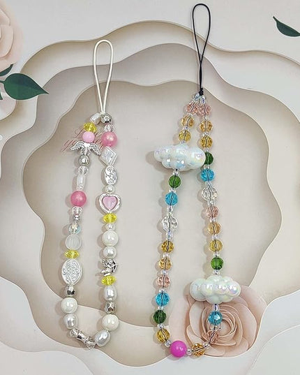 Phone Charms Cute Beaded Phone Lanyard Wrist Strap Aesthetic CellPhone Keychain Cute PhoneCharms for Women