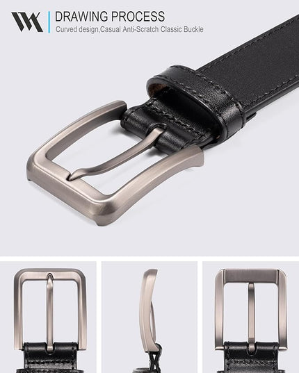 WOLFANT Men's 35mm Dress Casual Belt,100% Italian Full Grain Real Solid Leather