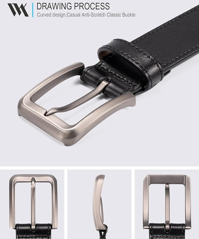WOLFANT Men's 35mm Dress Casual Belt,100% Italian Full Grain Real Solid Leather