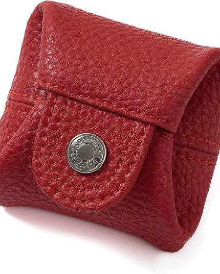 Cockatoo Genuine Leather Coin Pouch Change Holder, Mini Snap Pocket Wallet for Men Women (Red, Small)