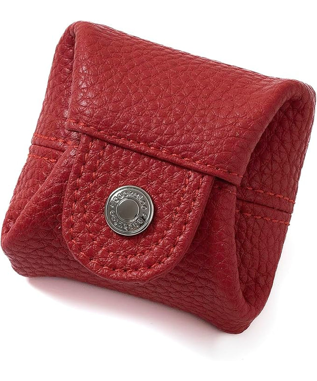 Cockatoo Genuine Leather Coin Pouch Change Holder, Mini Snap Pocket Wallet for Men Women (Red, Small)