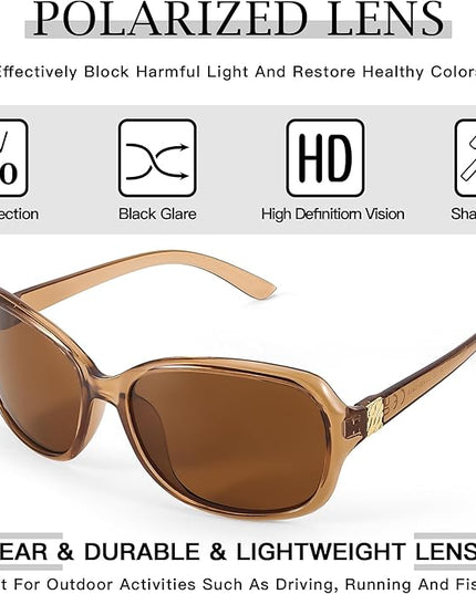 SIPHEW Polarized Sunglasses for Women | Vintage Square Sunglasses w UV400 Protection | Womens Wraparound Shade