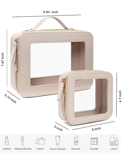Travel Clear Makeup Bag Set, TSA Approved Cosmetic Bag Case with Zipper Portable Makeup Pouch Toiletry Bag Traveling Cosmetic Organizer Storage Bag Car Organizer Car Essentials