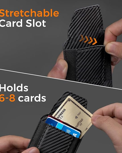 RUNBOX Slim Wallet for Men Front Pocket wallet with Magnetic Money Clip Minimalist Leather RFID Blocking wallet