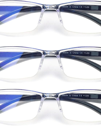 NORPERWIS Reading Glasses Men 3 pack Blue Light Blocking Readers Mens Spring Hinge Comfortable Glasses