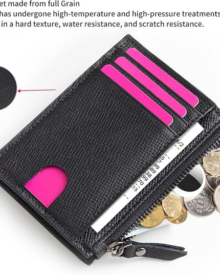 ilovever Slim Wallet for Women Small Leather RFID Blocking Credit Card Holder Minimalist Front Pocket Wallet with Coin Purses & Pouches,Black