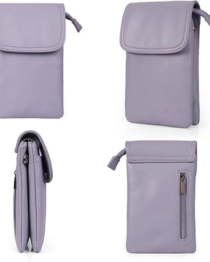befen Genuine Leather Small Crossbody Bags for Women Cell Phone Bag Cross Body Purses,Silver Zipper