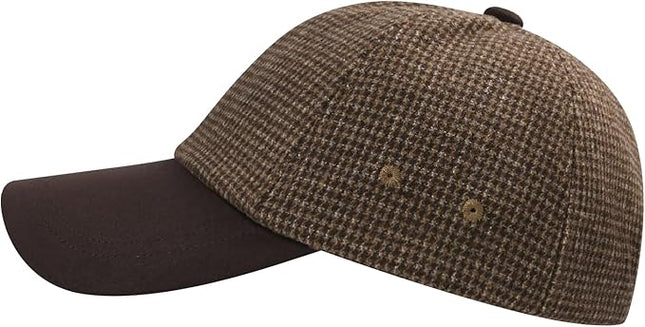 BOTVELA Wool Baseball Cap for Men Adjustable Unstructured Tweed Hat