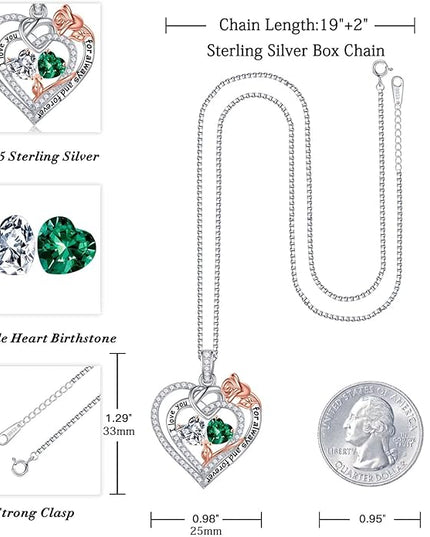 Iefil Christmas Gifts for Wife Women - 925 Sterling Silver Double Birthstone Necklace, Anniversary Birthday Gifts for Women, Jewelry Gift for Wife Girlfriend Mom Her