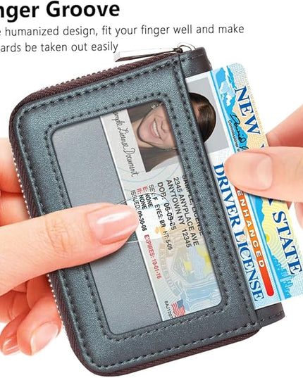 FurArt Zipper Wallet Women, RFID Blocking Credit Card Wallet, Business Card Holder, Compact Size KeyChain Wallet