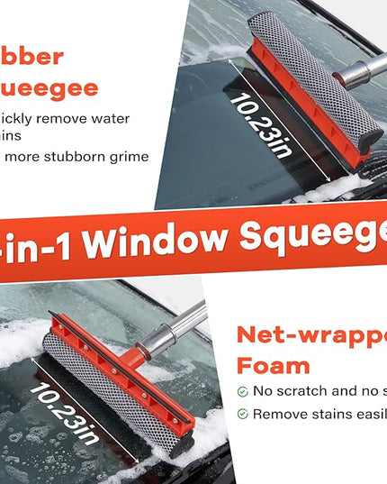 Car Wash Brush with Long Handle,144" Scratch-Free Soft Bristle Car Cleaning Kit with Extension Pole,Microfiber Clean Mop,Window Squeegee,Mitt,Wheel Brush for RV,Truck,SUV,Siding Washing