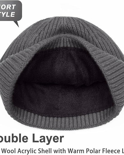 ROYBENS Swag Wool Knit Cuff Short Fisherman Beanie for Men Women, Winter Warm Hats