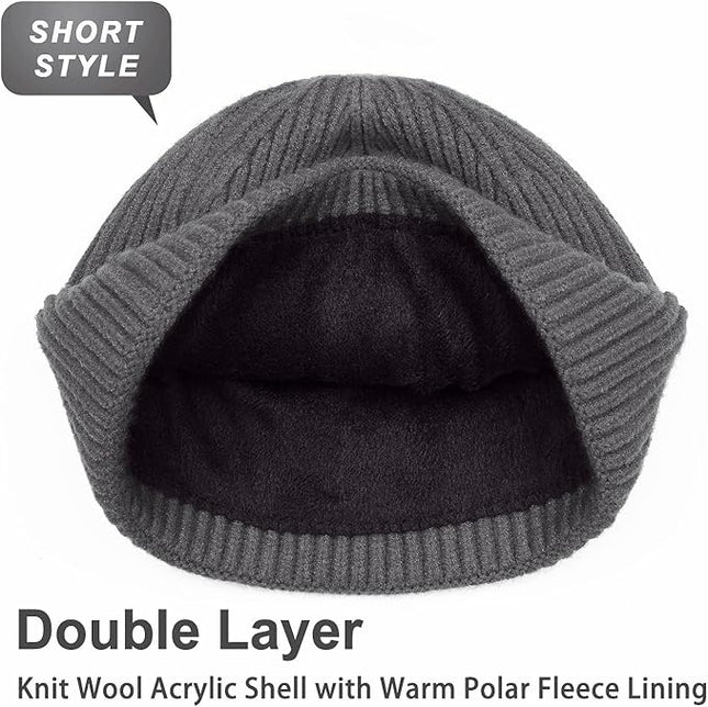 ROYBENS Swag Wool Knit Cuff Short Fisherman Beanie for Men Women, Winter Warm Hats
