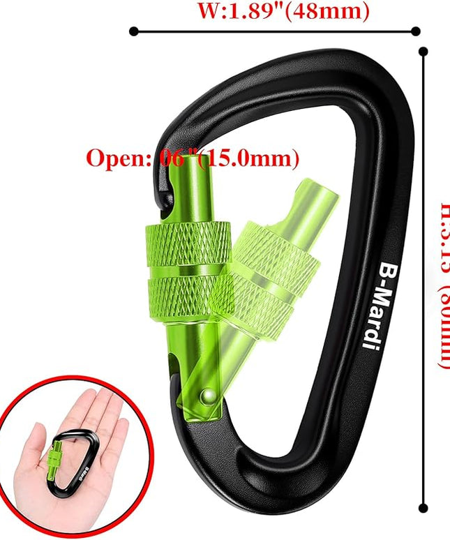 Carabiner Clips Heavy Duty 12kN (2697 lbs)-Lightweight Locking Carabiners for Camping, Hiking, Hammock, Dog Leash Harness, Outdoor and Gym etc, Keychains& Utility