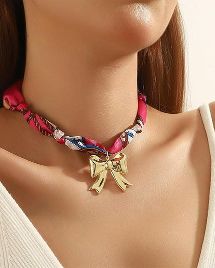 HETICA Scarf Necklace for Women Silk Western Charm Necklaces Fashion Accessory Jewelry Gift