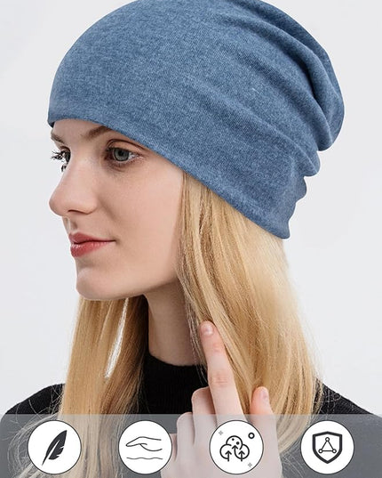Senker Fashion Slouchy Beanie Hats for Women Men, Chemo Headwear Cotton Beanies Soft Lightweight Chemo Skull Cap Elastic