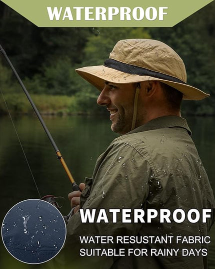 Oversized XL XXL Waterproof Sun Hat for Big Heads Mesh Bucket Hat Wide Brim Adjustable Packable Hiking Beach Fishing