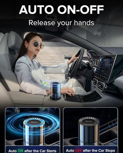 Ceeniu Smart Car Air Freshener, New Car Smell, Larger 135ml Capacity, Long-Lasting 6-Month Fragrance, Auto On/Off, Quiet Operation, Stylish Ambient Light, Premium Scent for Men, CF3 Pro Diffuser