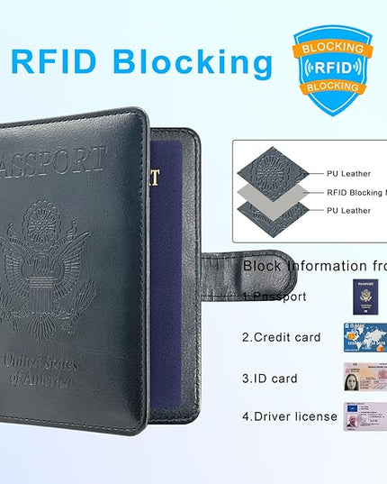 Passport Holder Cover, ACdream Protective Premium Leather RFID Blocking Wallet Travel Case for Passport/Credit Card/Air Ticket,