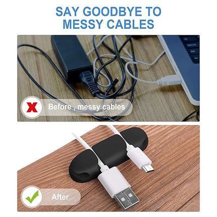 Cable Clips 3PCS Cord Wire Organizer Cable Management Holders 4 Hole Silicone Cable Harness USB Charging Accessory Cable Holder for Office and Home Desk (Black)