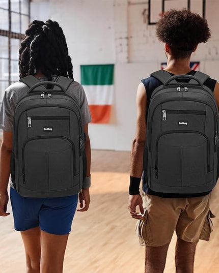 17.3 Inch Laptop Backpack Men,School Backpacks for Student Teen Boys Bookbag College Computer Bag with USB Charging Port for Work Business Middle High School,Black