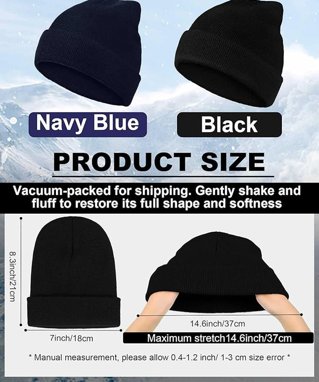 Jecery 80 Pack Winter Beanies Hats Bulk for Homeless Unisex Cold Weather Stretch Caps Warm Knitted Cuffed Hats for Women Men