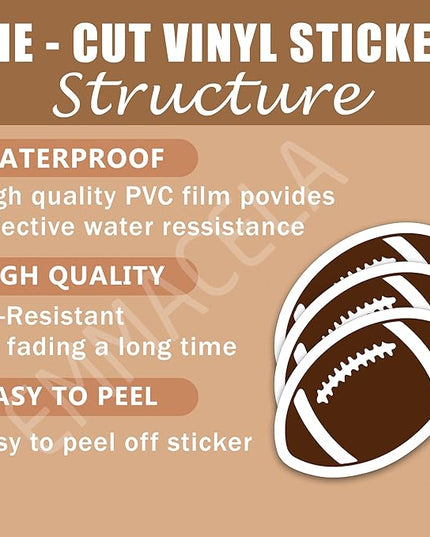 (3 Pack) Football Stickers, Decals for Players & Fans – Waterproof Vinyl for Tumblers, Books, Phones – 3 x 2 Inch