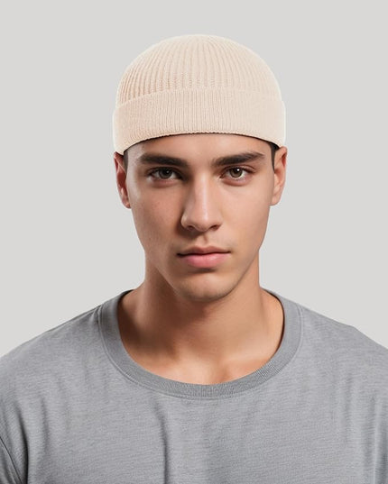 vidsel Thin Wool Fisherman Beanie for Men Women, Short Knit Cuff Trawler Watch Hats