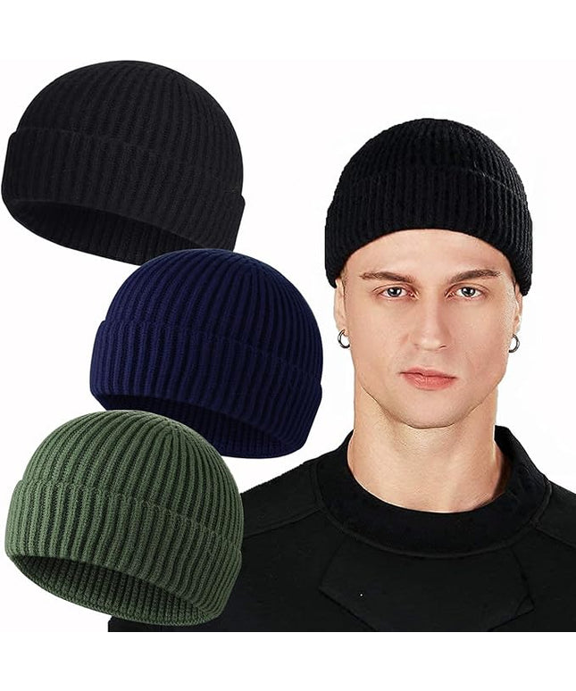 ROYBENS Swag Wool Knit Cuff Short Fisherman Beanie for Men Women, Winter Warm Hats
