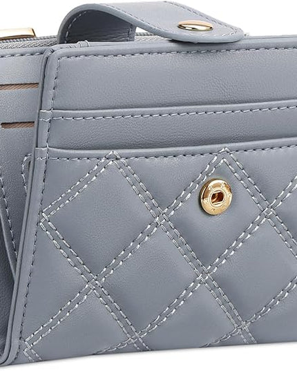 FALAN MULE Small Wallets Woman Leather Bifold RFID Blocking Card Holder With Zipper Coin Pocket