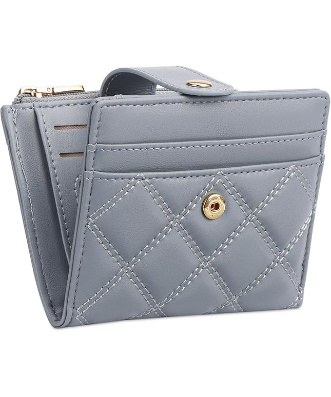 FALAN MULE Small Wallets Woman Leather Bifold RFID Blocking Card Holder With Zipper Coin Pocket