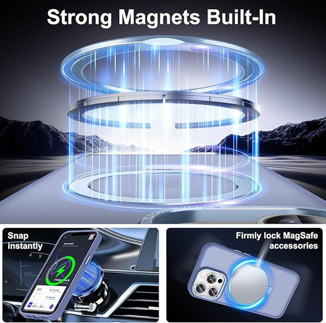 Magnetic for iPhone 12 Pro Max Case with Ring Stand, [10 FT Drop Protection] [Velvety Touch] Slim Translucent Matte Back Shockproof Phone Case for iPhone 12 Pro Max 6.7'', Sierra Blue