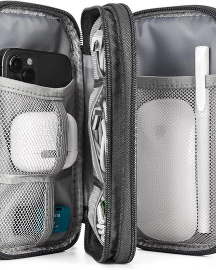 Electronic Organizer Travel Cable Accessories Bag, Electronic Organizer Case, Waterproof Electronic Accessories Organizer Bag for Power Bank, Charging Cords, USB Cable (Dark Gray)